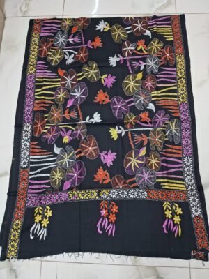 Hand Stitched Black Cotton Dupatta