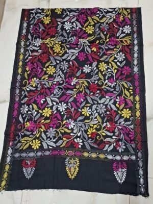 Hand Stitched Black Cotton Dupatta