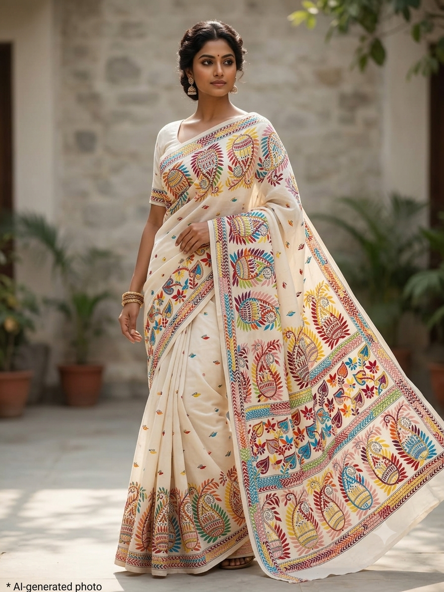 Kantha Stitch Saree as018