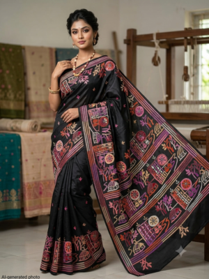Kantha Stitch Saree as019