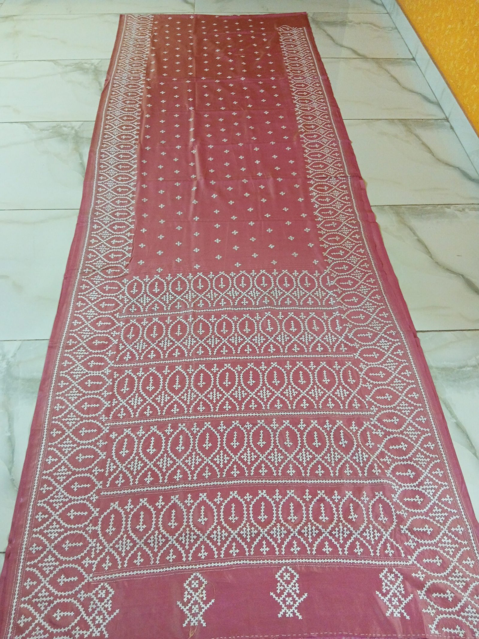 Pink Gujrati Kantha Stitch Saree % kantha stitch saree as011