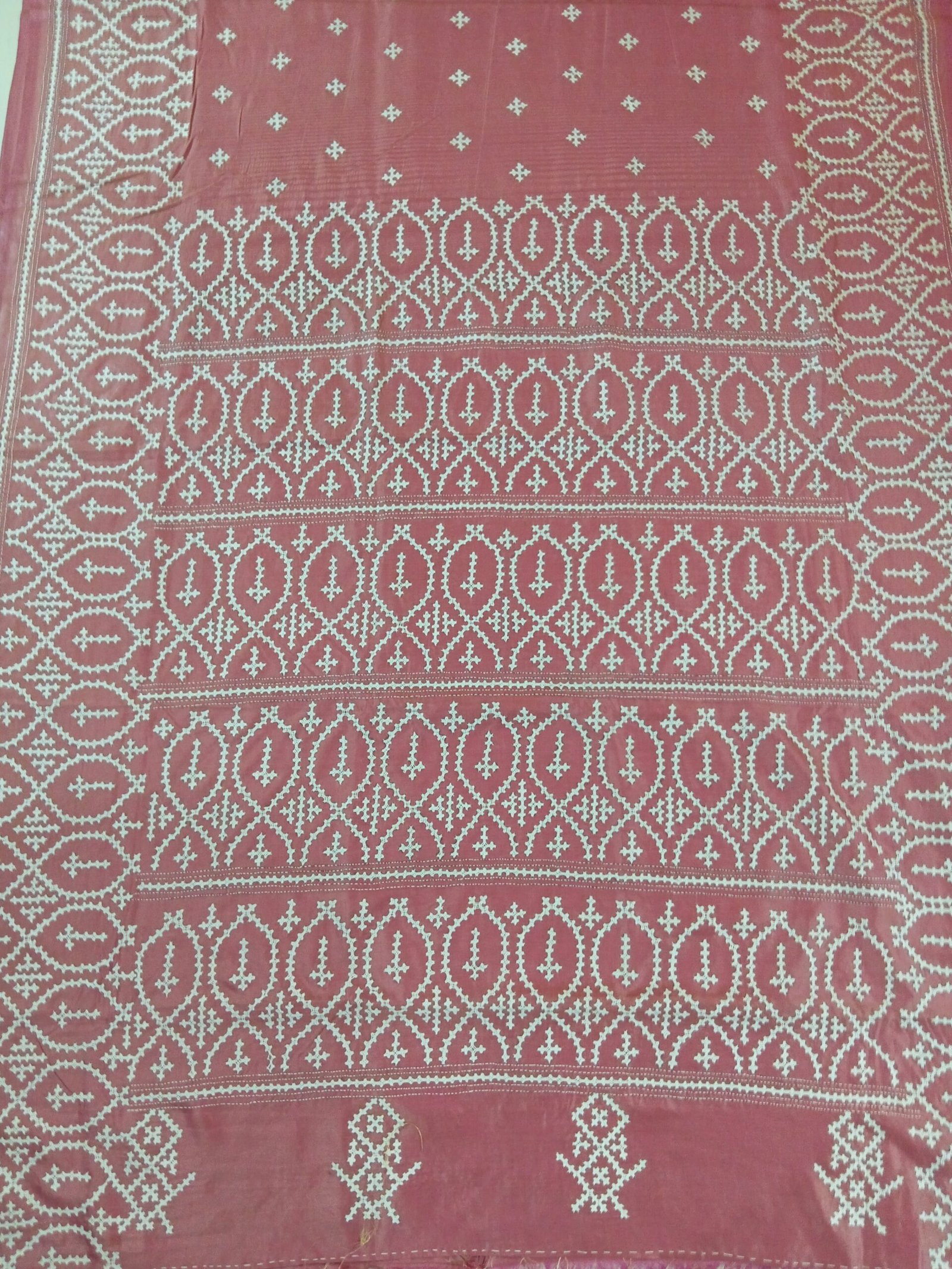 Pink Gujrati Kantha Stitch Saree % kantha stitch saree as011