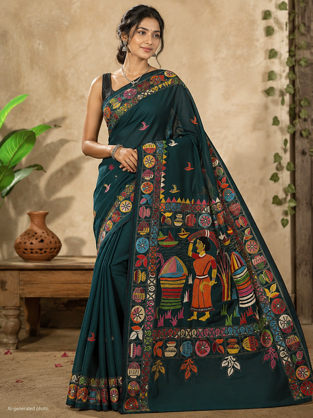 Kantha Stitch Saree as003