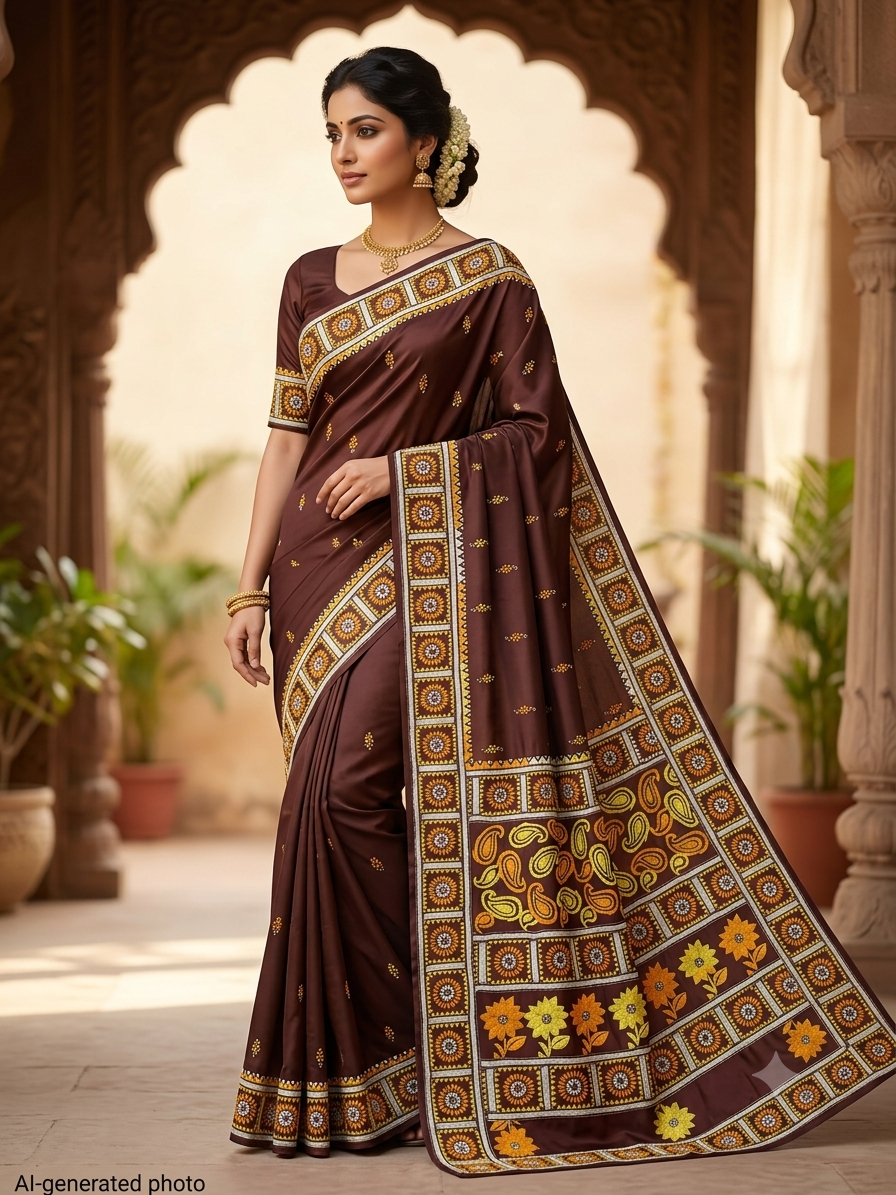 Kantha Stitch Saree as004