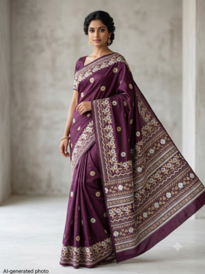 Kantha Stitch Saree as007