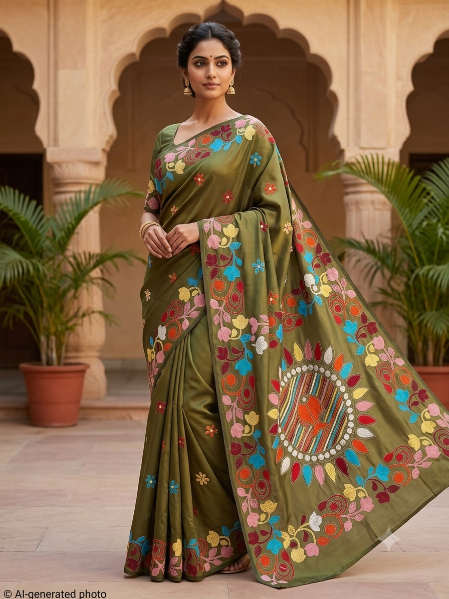 Kantha Stitch Saree as009