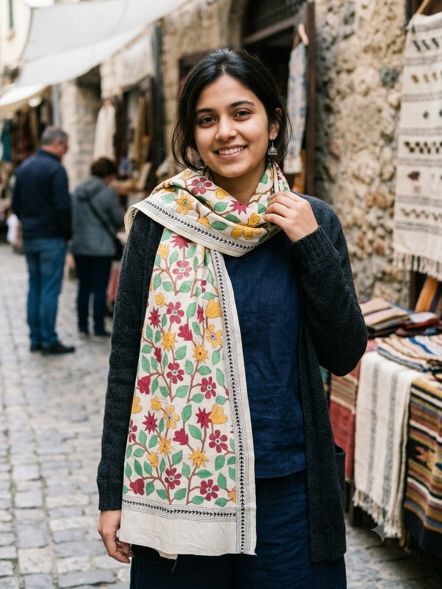 kantha stitch stole or scarf dt001
