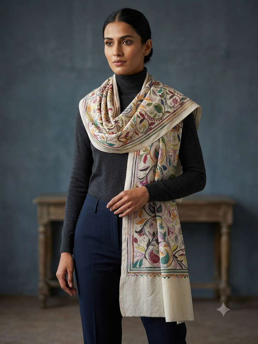 Silk Kantha Stitch Scarves or Stole % kantha stitch stole or scarf dt002