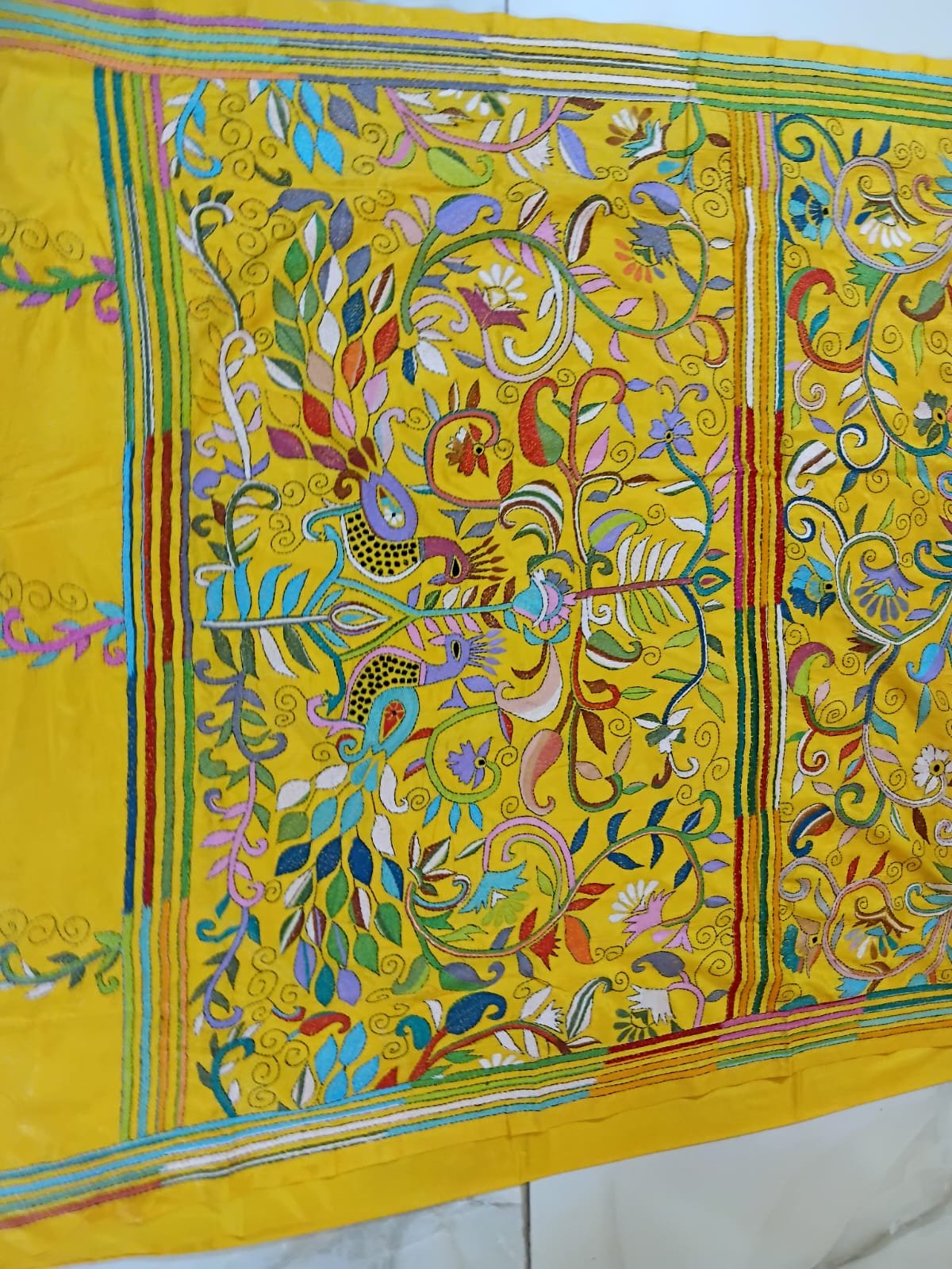 Yellow Silk Kantha Stitch Saree % kantha_stitch_saree_as005
