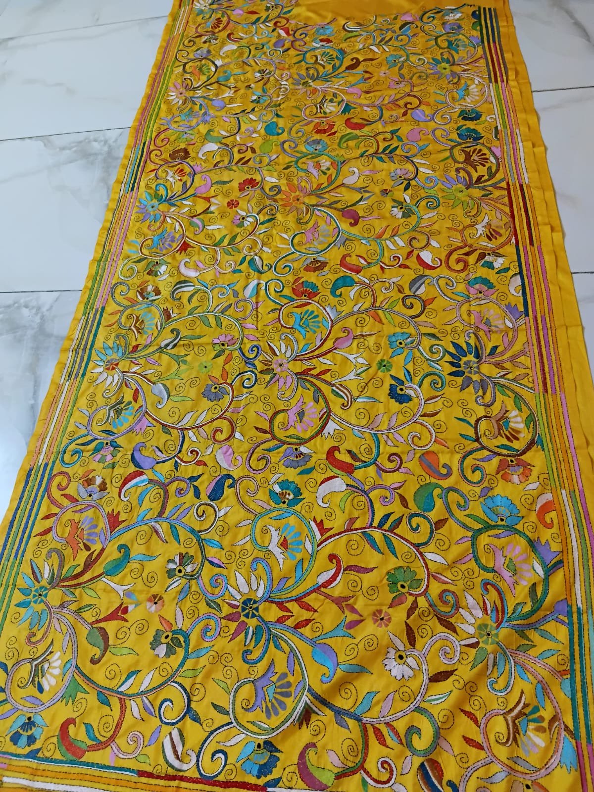 Yellow Silk Kantha Stitch Saree % kantha_stitch_saree_as005