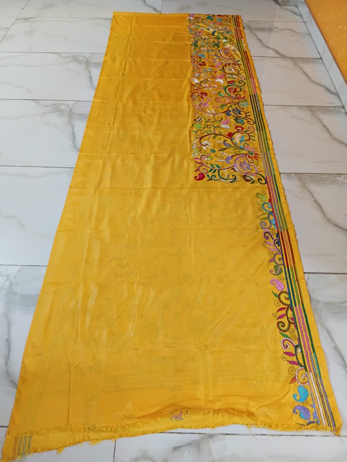 Yellow Silk Kantha Stitch Saree % kantha_stitch_saree_as005
