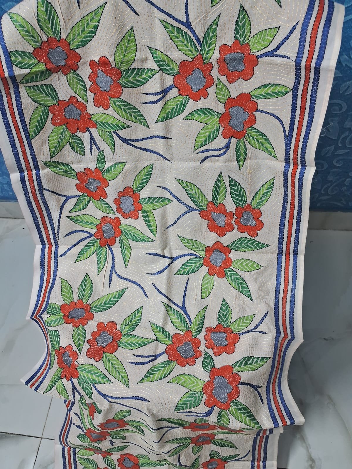 Silk Kantha Stitch Scarves or Stole % kantha_stitch_stole_or_scarf_dt005