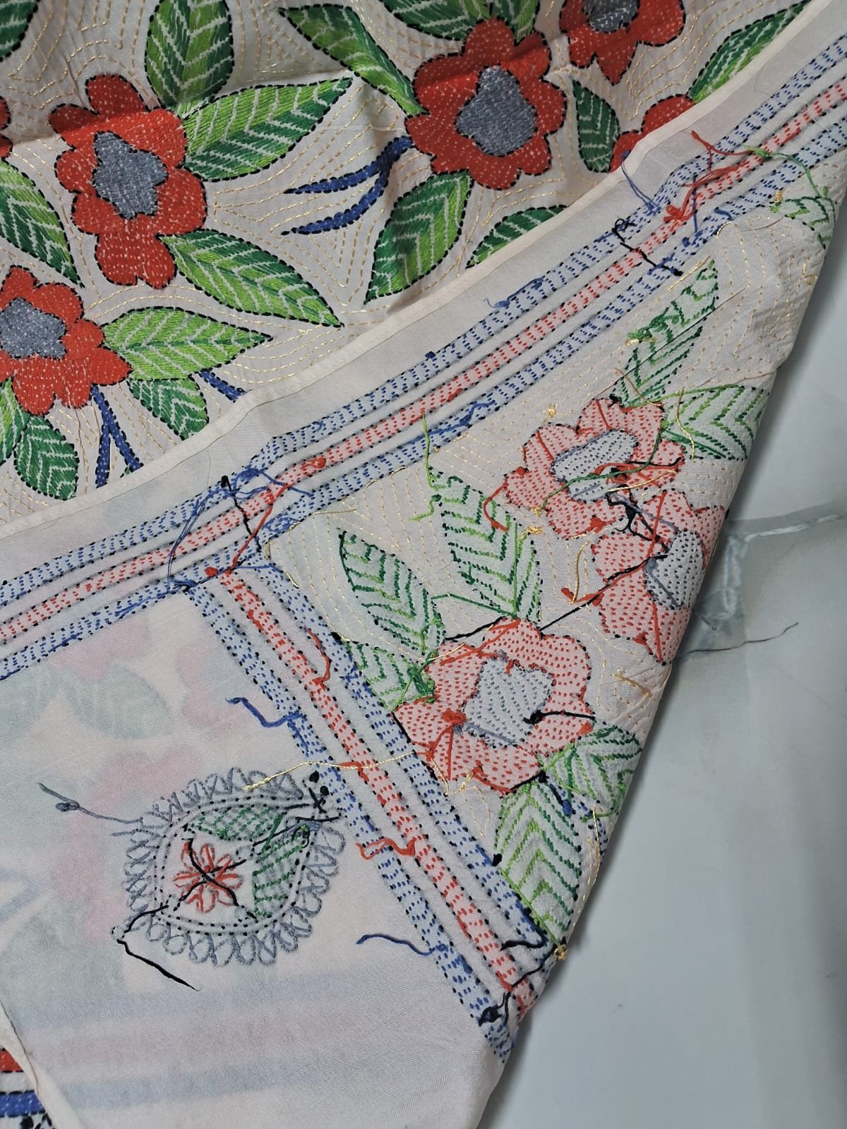 Silk Kantha Stitch Scarves or Stole % kantha_stitch_stole_or_scarf_dt005