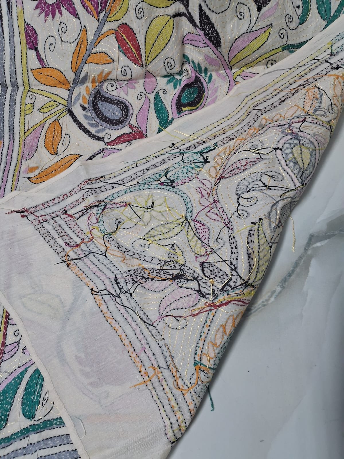 Silk Kantha Stitch Scarves or Stole % kantha stitch stole or scarf dt001