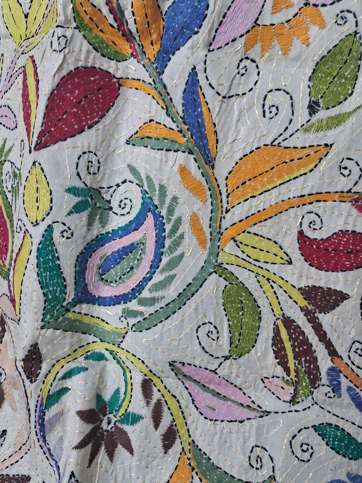 Silk Kantha Stitch Scarves or Stole % kantha stitch stole or scarf dt001