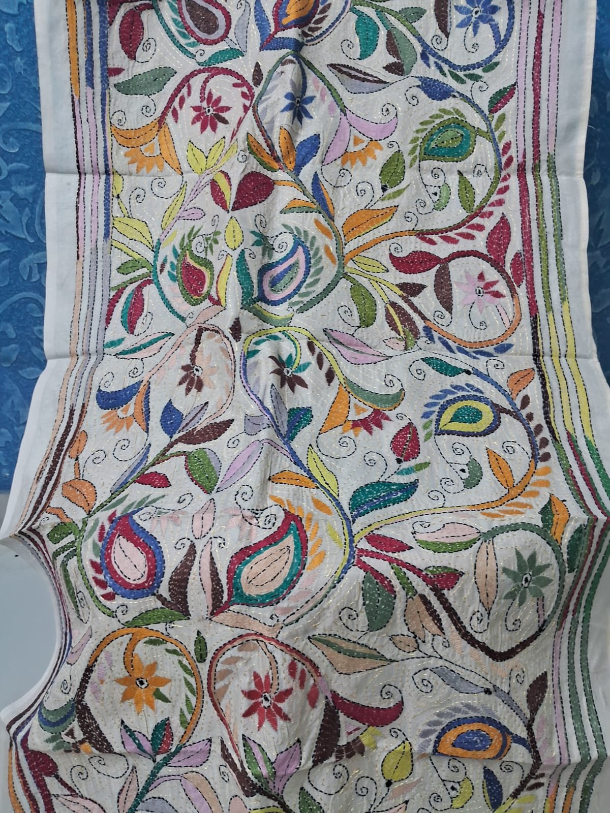 Silk Kantha Stitch Scarves or Stole % kantha stitch stole or scarf dt001