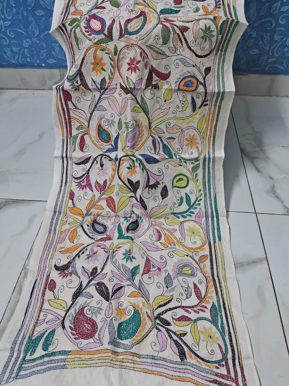 Silk Kantha Stitch Scarves or Stole % kantha stitch stole or scarf dt001
