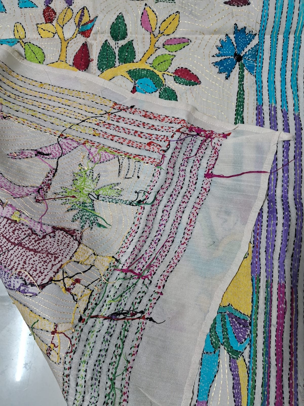 Silk Kantha Stitch Scarves or Stole % kantha_stitch_stole_or_scarf_dt009