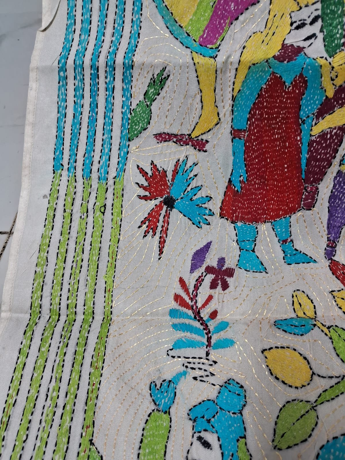 Silk Kantha Stitch Scarves or Stole % kantha_stitch_stole_or_scarf_dt009