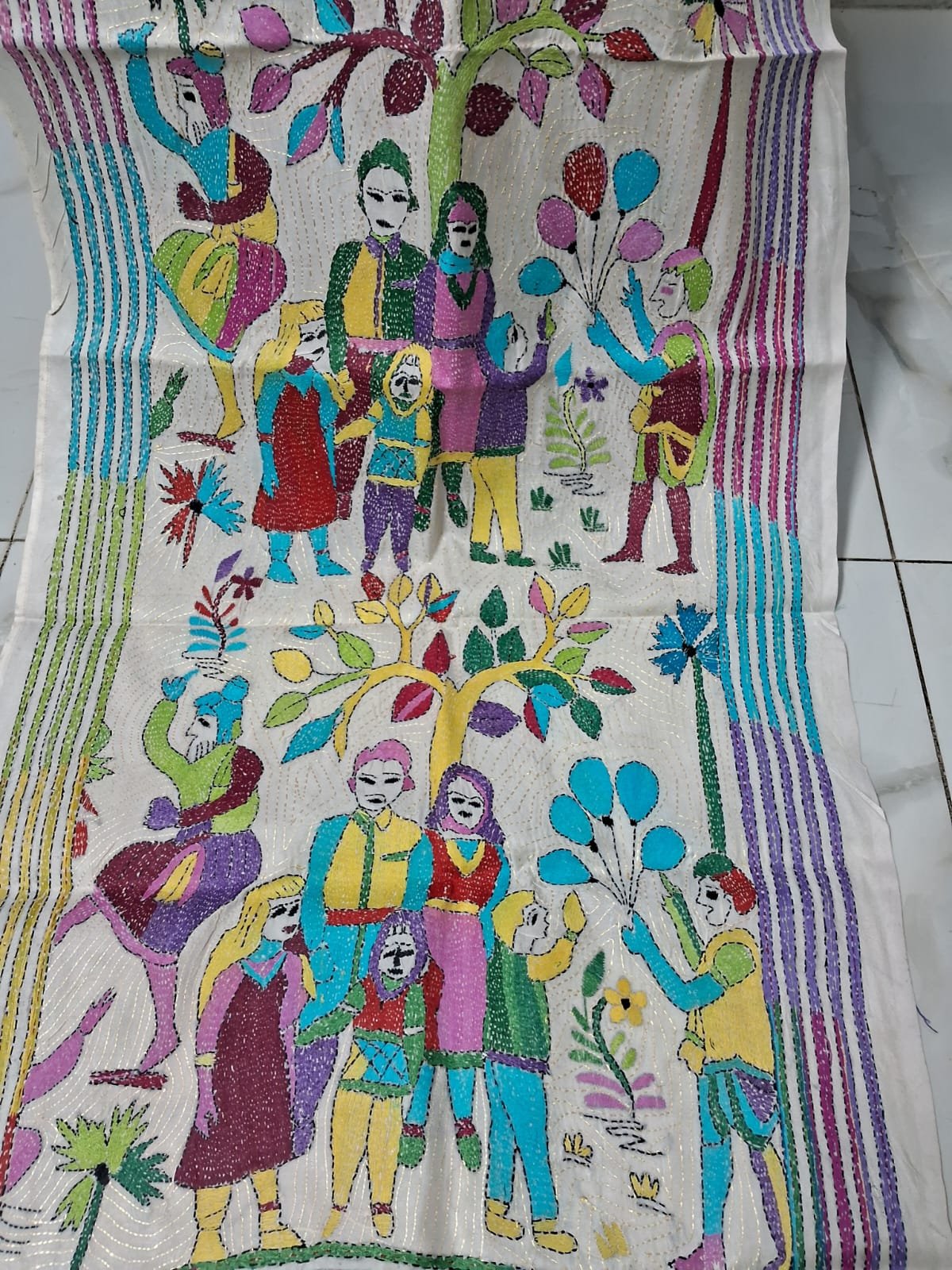 Silk Kantha Stitch Scarves or Stole % kantha_stitch_stole_or_scarf_dt009