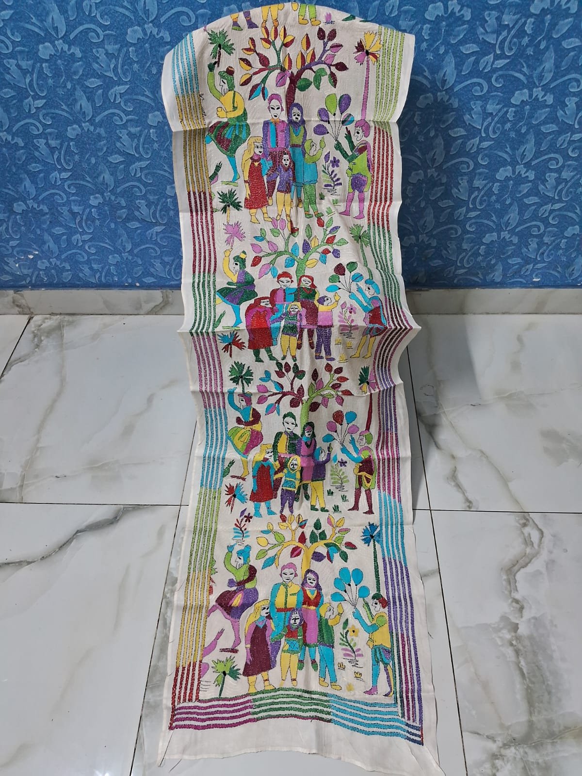 kantha stitch stole or scarf dt009