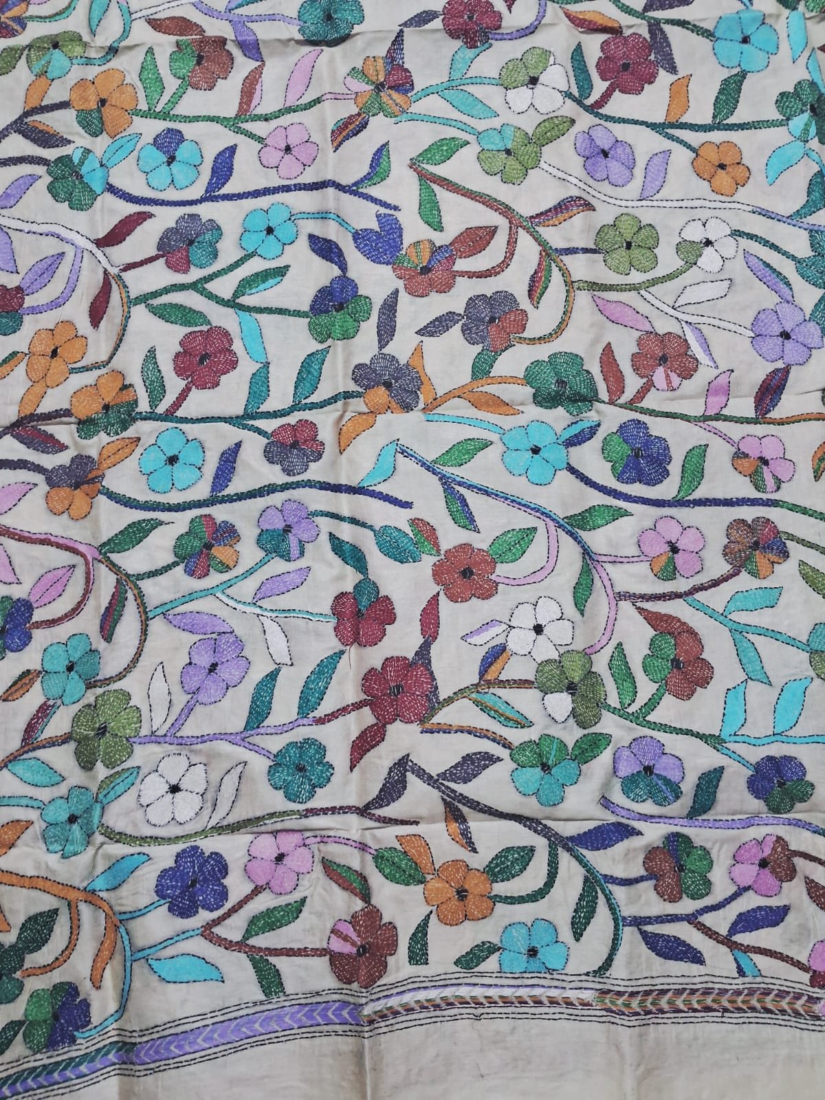 Tussar Silk Kantha Stitch Dupatta % kantha_stitch_dupatta_td002