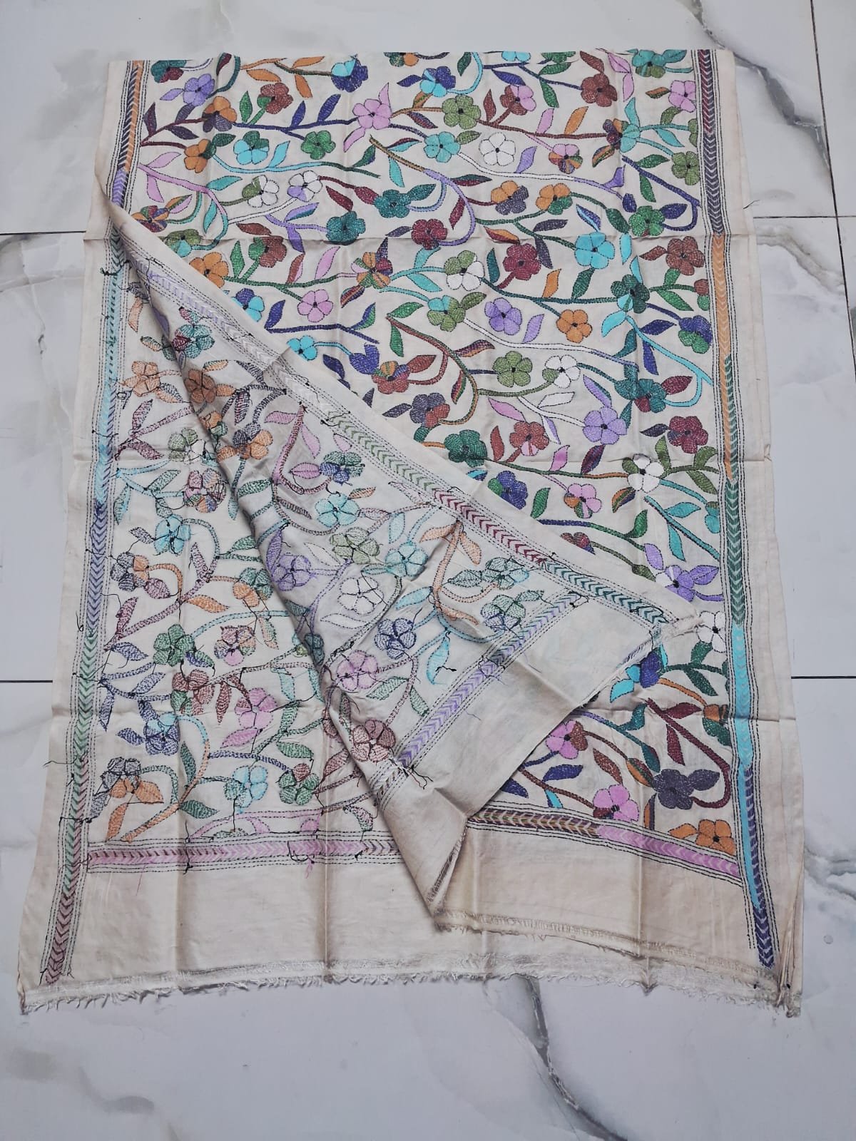 Tussar Silk Kantha Stitch Dupatta % kantha_stitch_dupatta_td002
