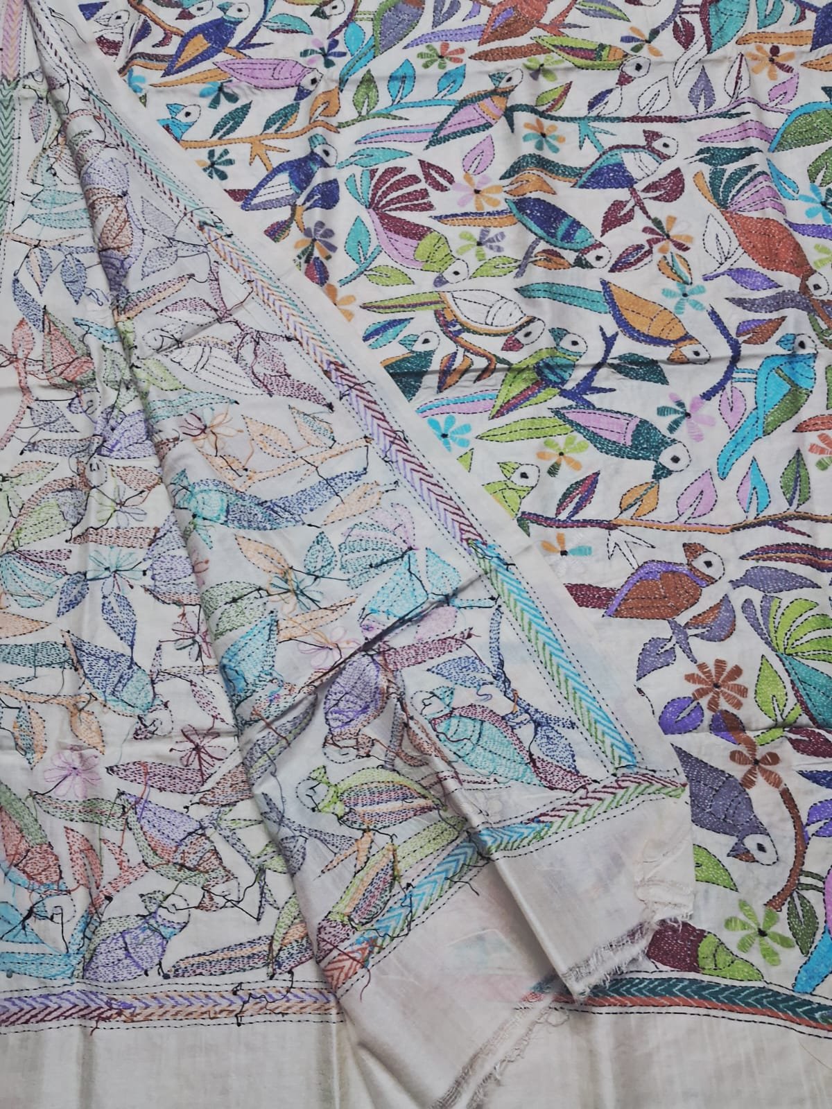 Tussar Silk Kantha Stitch Dupatta % kantha_stitch_dupatta_td003