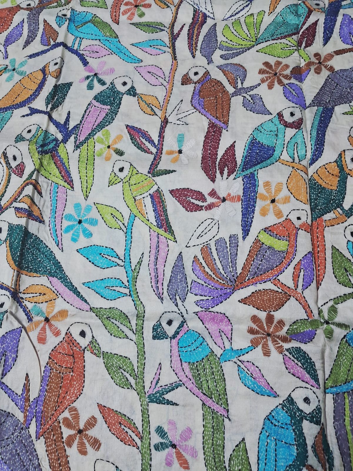 Tussar Silk Kantha Stitch Dupatta % kantha_stitch_dupatta_td003