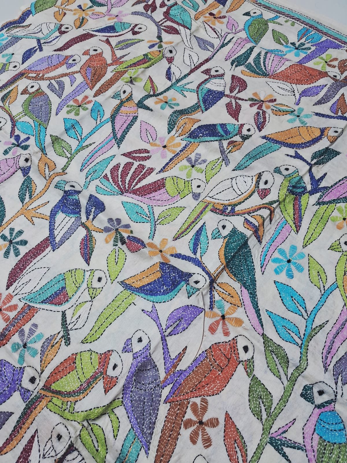 Tussar Silk Kantha Stitch Dupatta % kantha_stitch_dupatta_td003