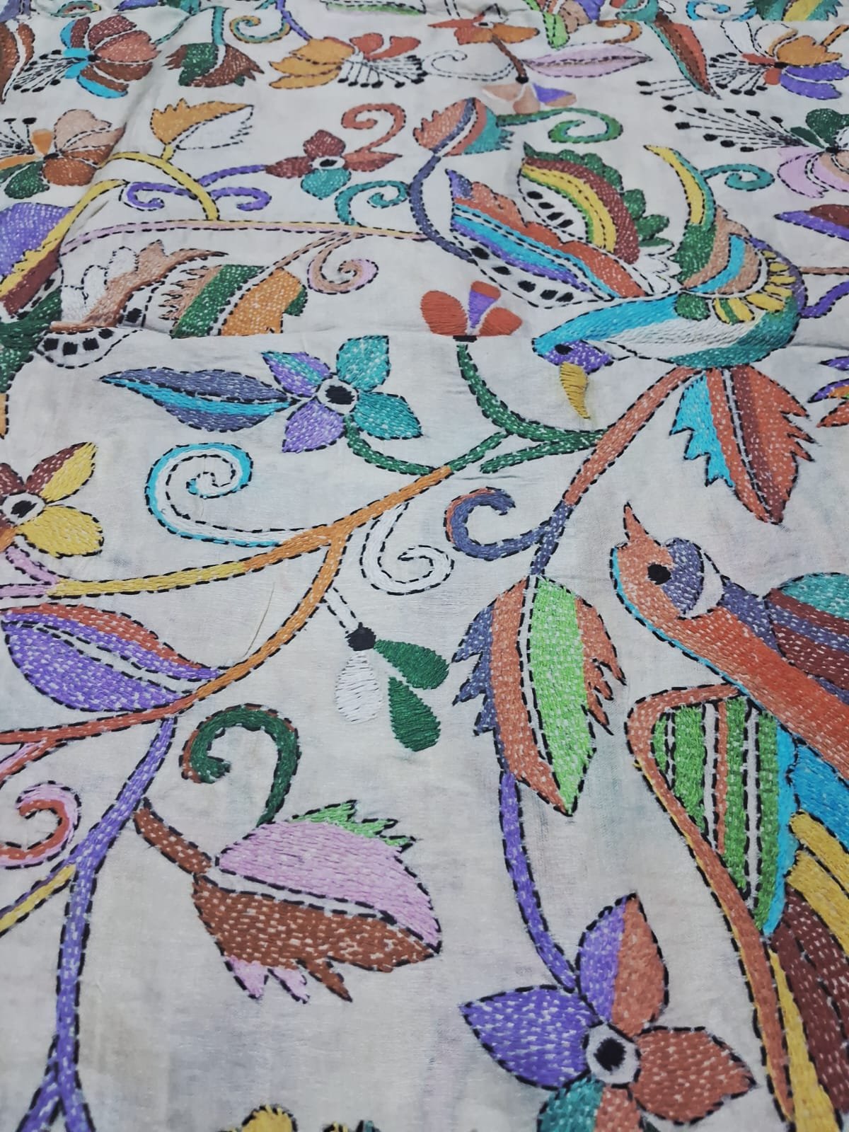 Tussar Silk Kantha Stitch Dupatta % kantha_stitch_dupatta_td004