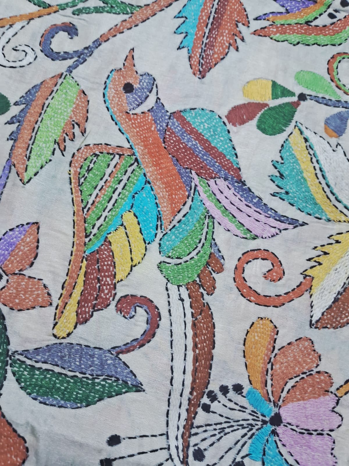 Tussar Silk Kantha Stitch Dupatta % kantha_stitch_dupatta_td004