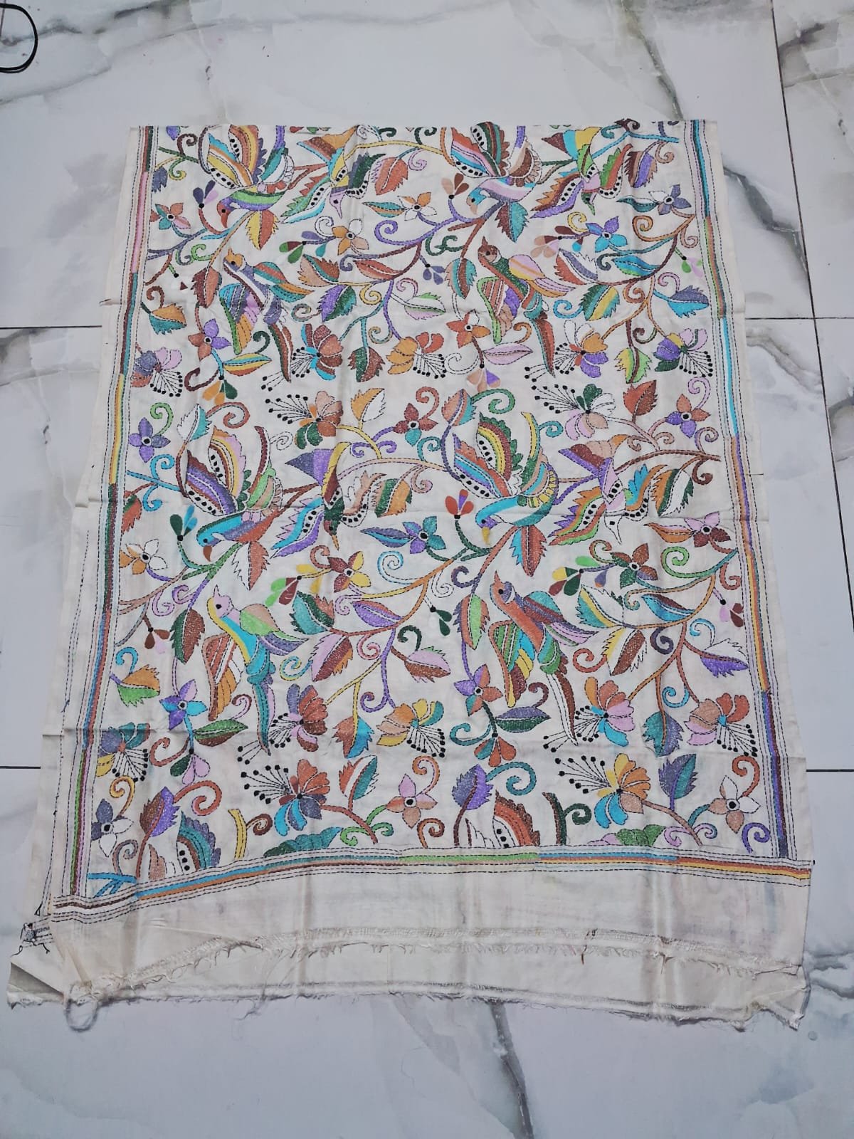 Tussar Silk Kantha Stitch Dupatta % kantha stitch dupatta td004
