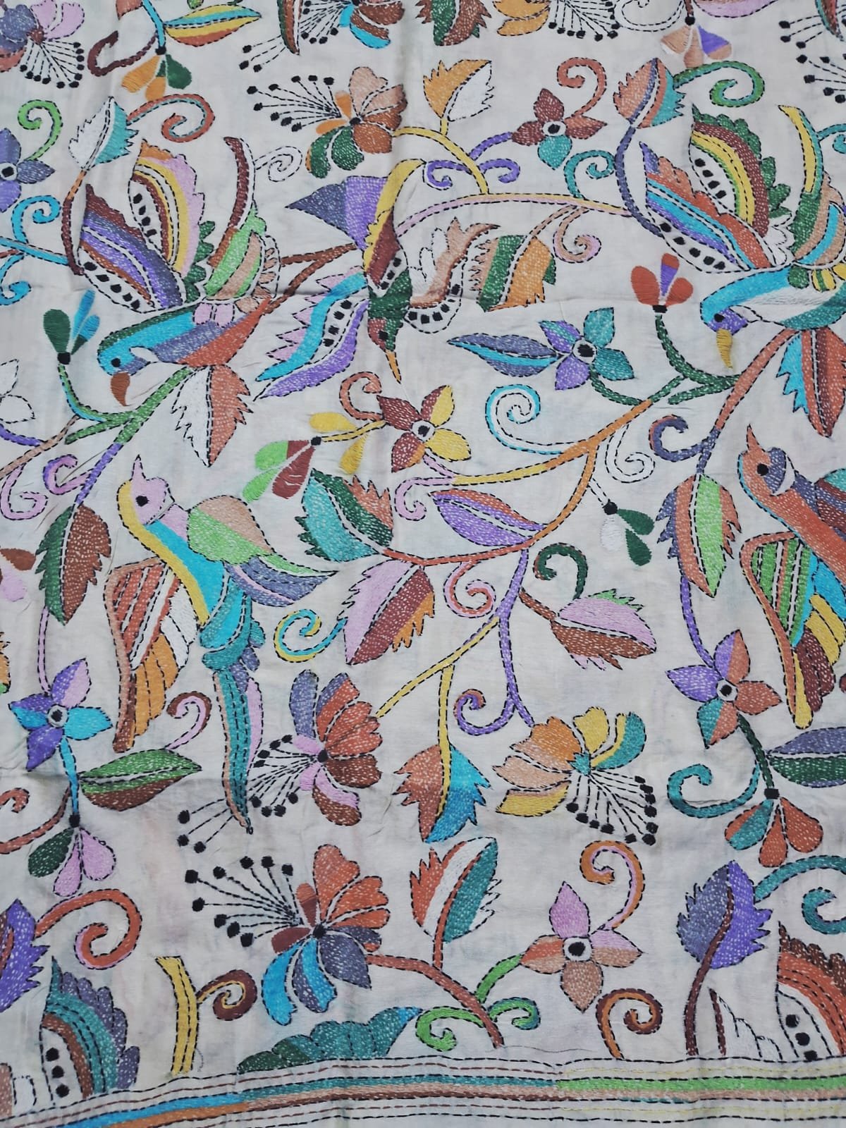 Tussar Silk Kantha Stitch Dupatta % kantha_stitch_dupatta_td004