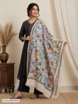 Tussar Silk Kantha Stitch Dupatta