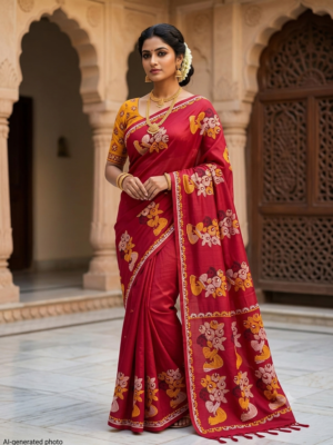 Cotton Kantha Stitch Saree
