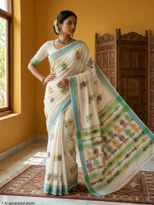 Cotton Kantha Stitch Saree