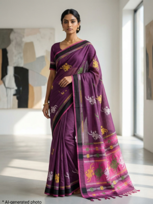 cotton kantha stitch saree