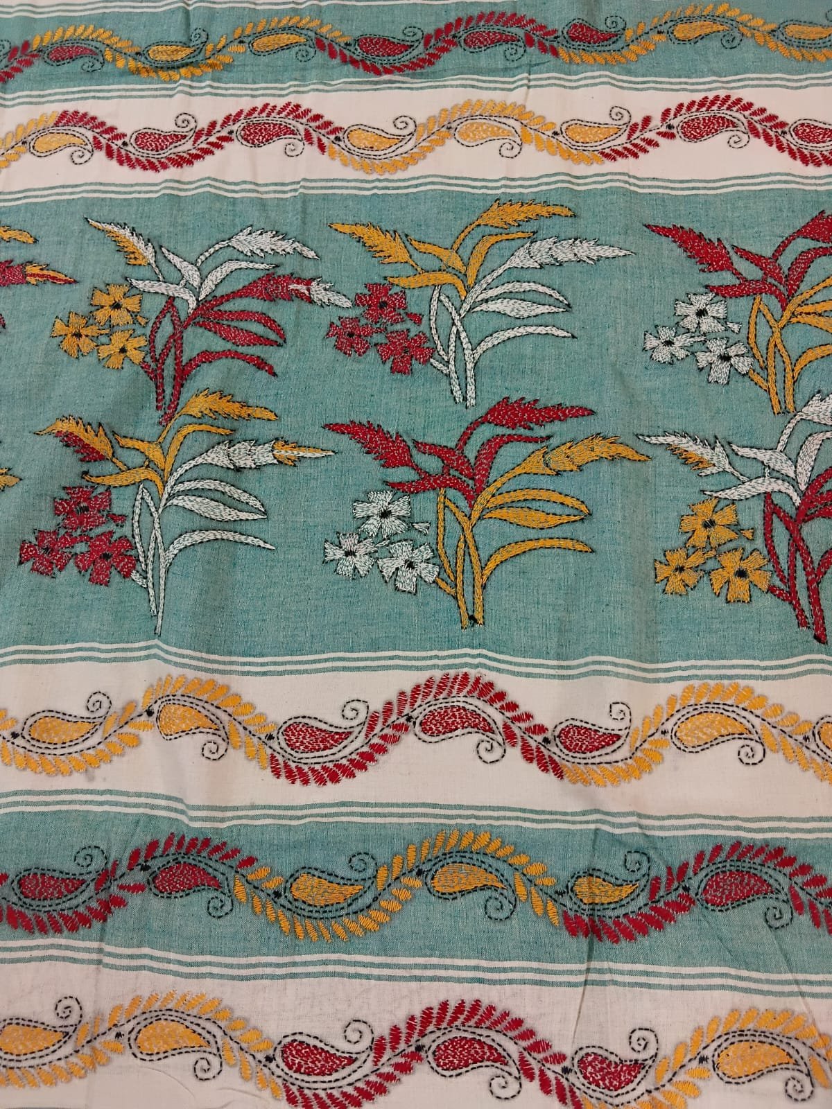 Cotton Kantha Stitch Saree % cotton kantha stitch saree c002