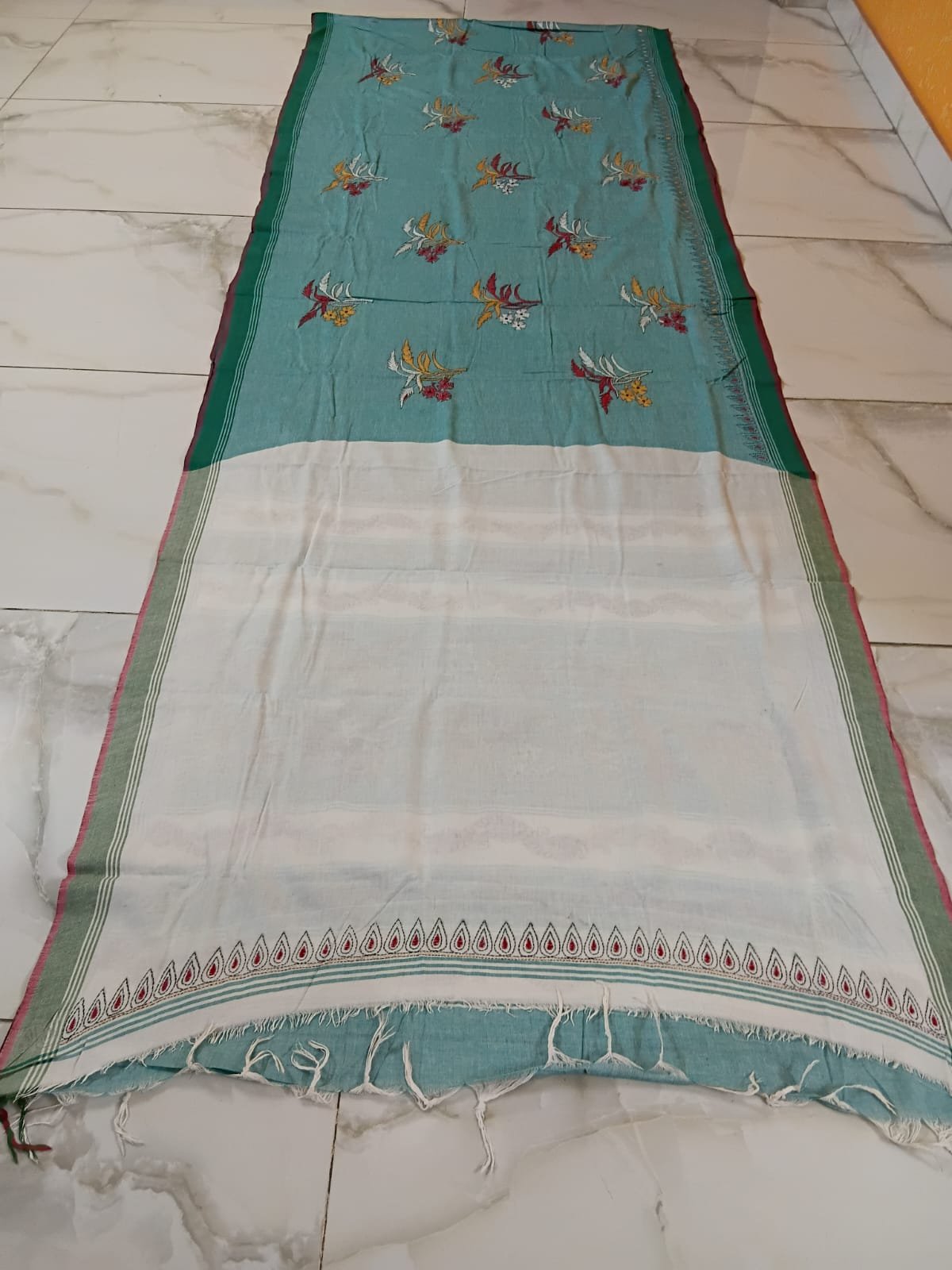 Cotton Kantha Stitch Saree % cotton kantha stitch saree c002
