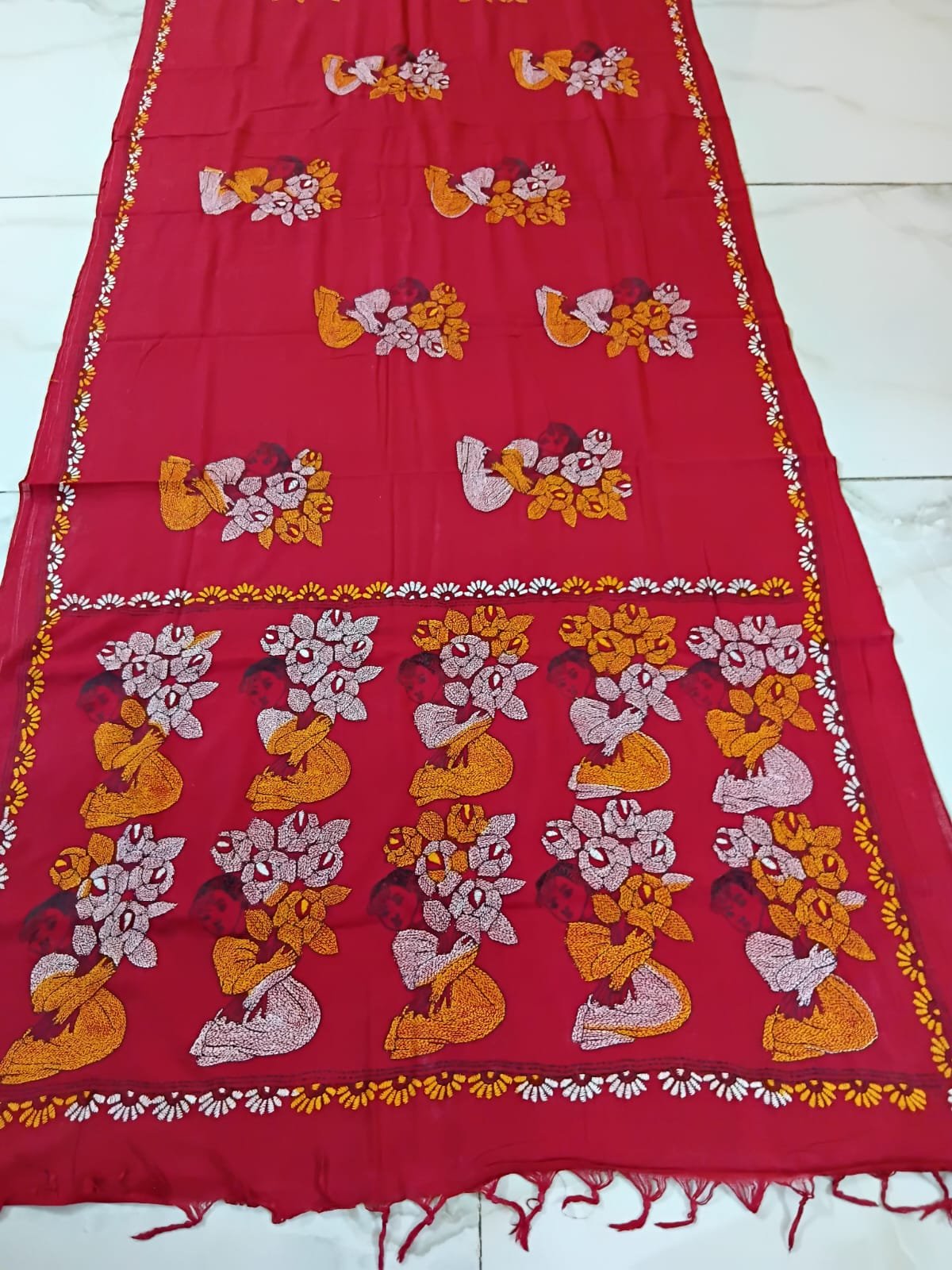 Cotton Kantha Stitch Saree % cotton kantha stitch saree c003