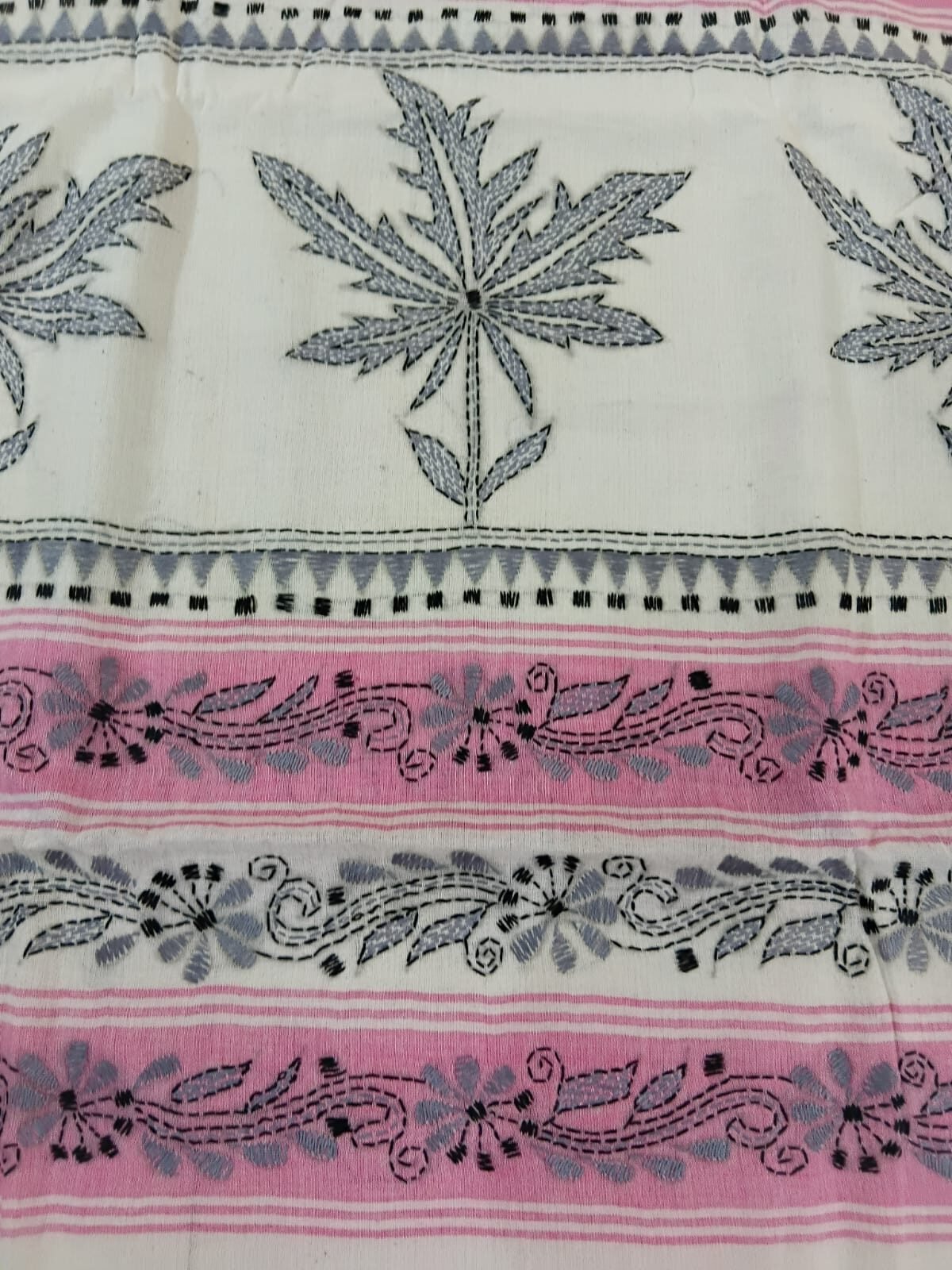 Cotton Kantha Stitch Saree % cotton kantha stitch saree c004