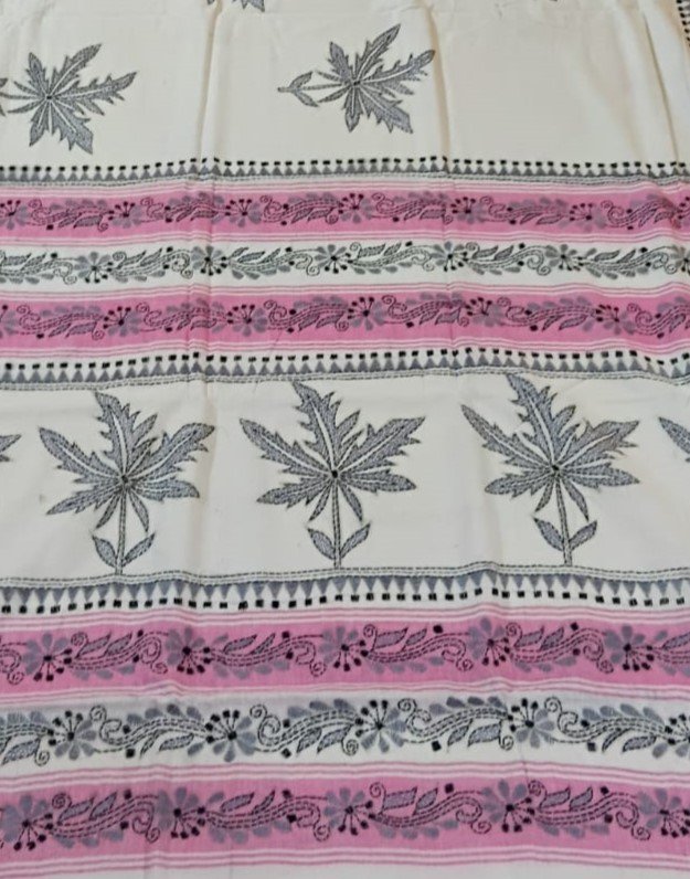 Cotton Kantha Stitch Saree % cotton kantha stitch saree c004