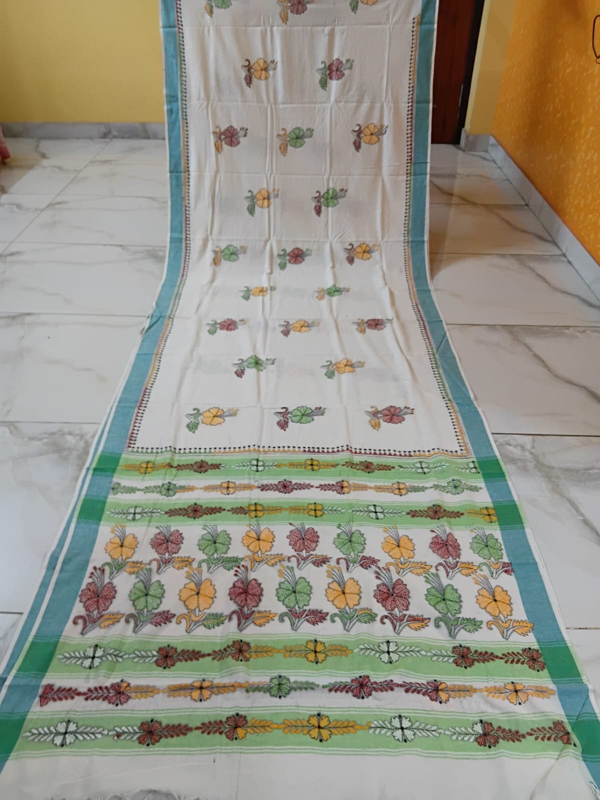 Cotton Kantha Stitch Saree % cotton kantha stitch saree c006