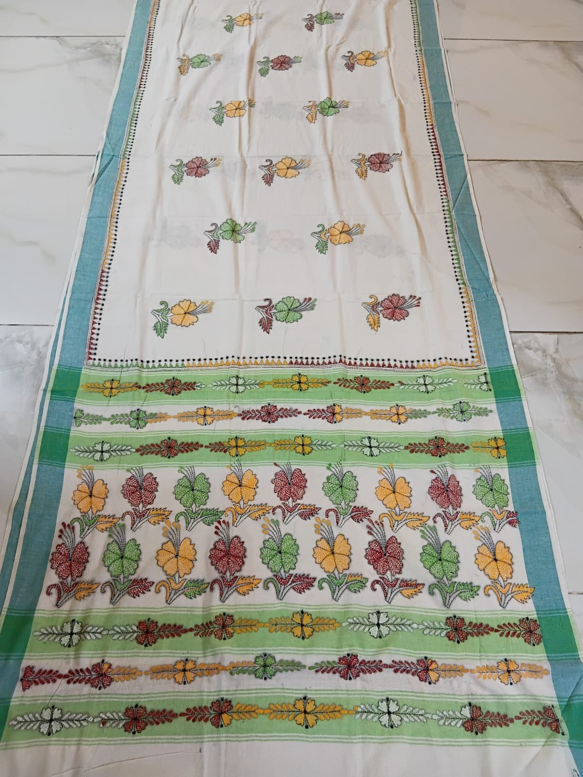 Cotton Kantha Stitch Saree % cotton kantha stitch saree c006