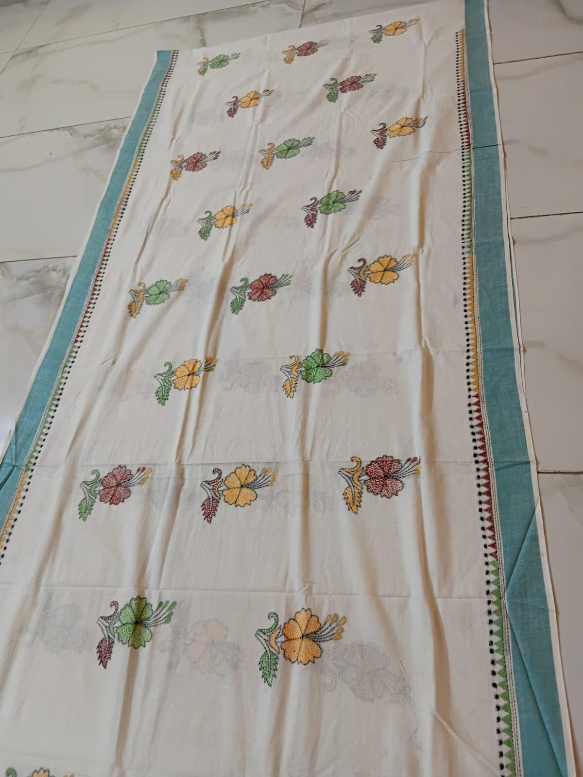 Cotton Kantha Stitch Saree % cotton kantha stitch saree c006