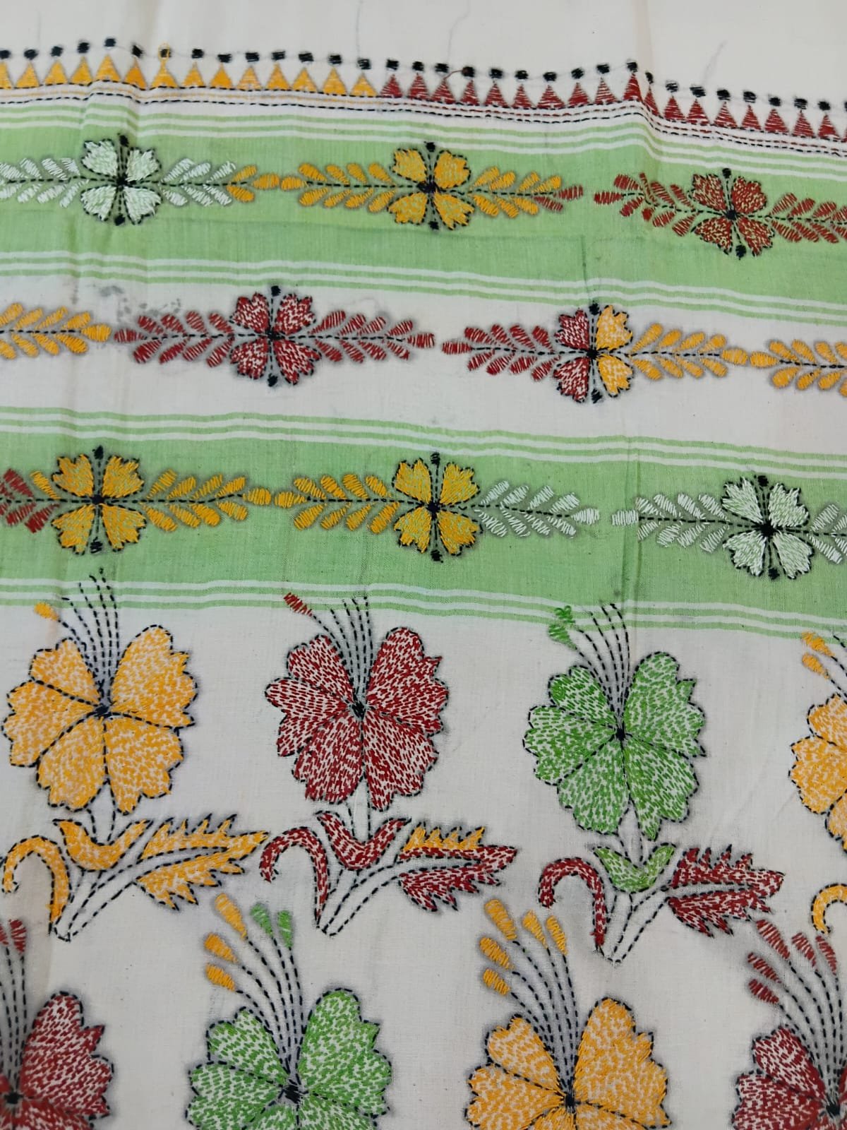Cotton Kantha Stitch Saree % cotton kantha stitch saree c006