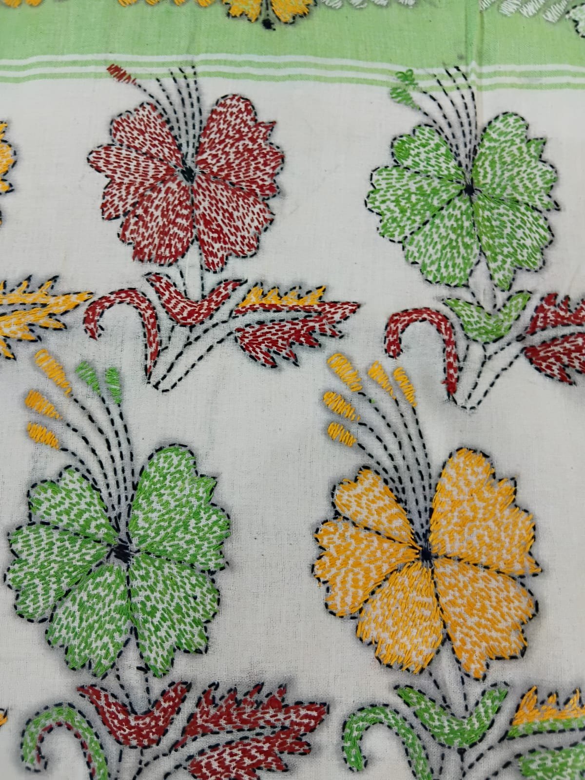 Cotton Kantha Stitch Saree % cotton kantha stitch saree c006