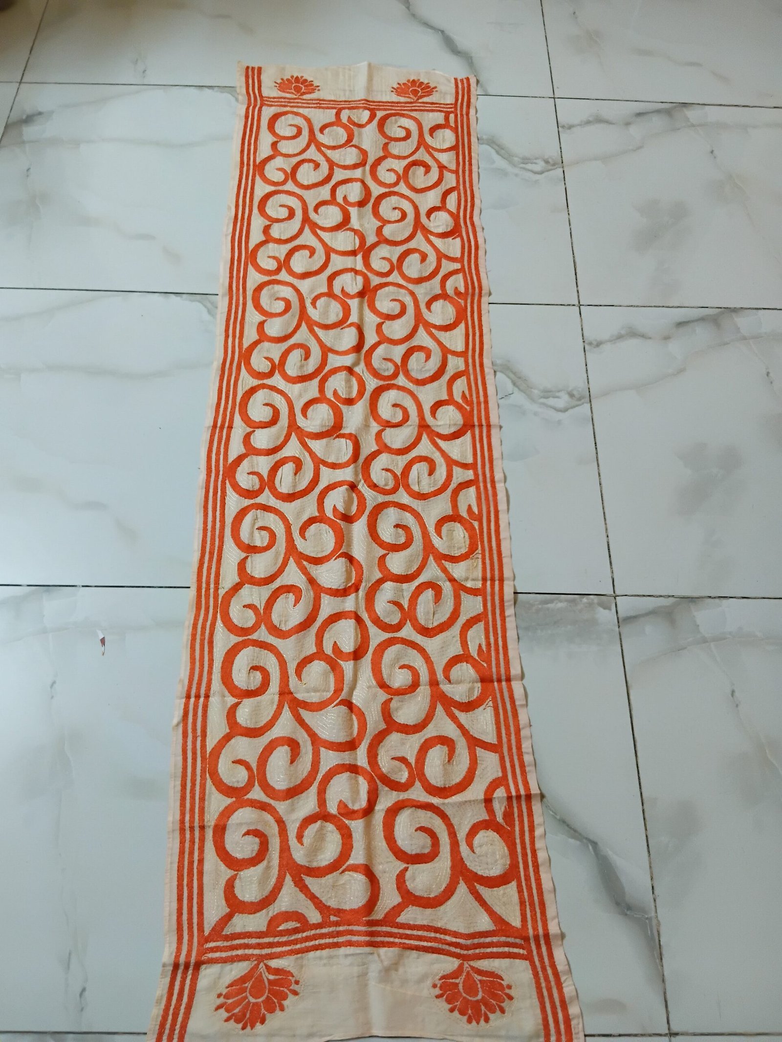 Silk Kantha Stitch Stole or Scarf % Handmade Kantha stitch stole featuring intricate hand embroidery with colorful traditional motifs on soft fabric. This elegant Bengal Kantha stole showcases detailed running-stitch artwork, ethnic craftsmanship, and a beautiful handcrafted texture, making it ideal for Indian ethnic wear, festive occasions, casual styling, gifting, and sustainable handmade fashion.