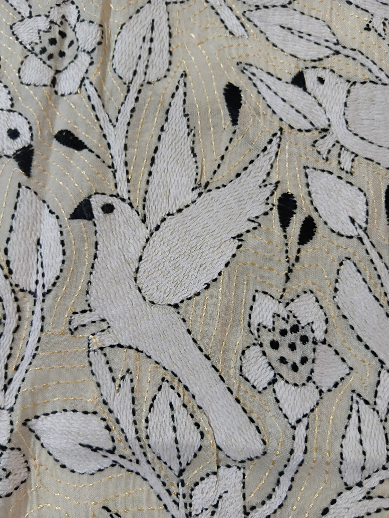 Silk Kantha Stitch Stole or Scarf % Handmade Kantha stitch stole featuring intricate hand embroidery with colorful traditional motifs on soft fabric. This elegant Bengal Kantha stole showcases detailed running-stitch artwork, ethnic craftsmanship, and a beautiful handcrafted texture, making it ideal for Indian ethnic wear, festive occasions, casual styling, gifting, and sustainable handmade fashion.